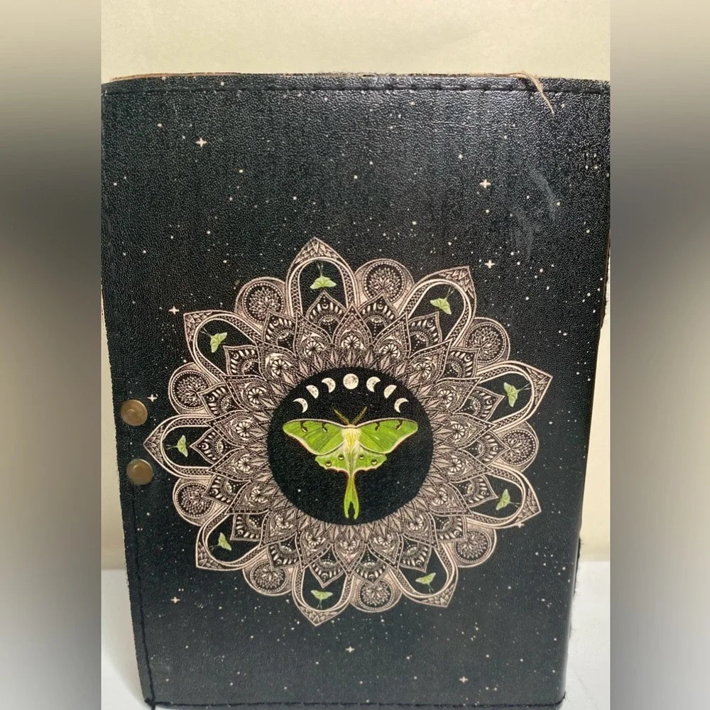 Luna Moth Leather Journal Blank Book Journal Vintage-Like Grimoire